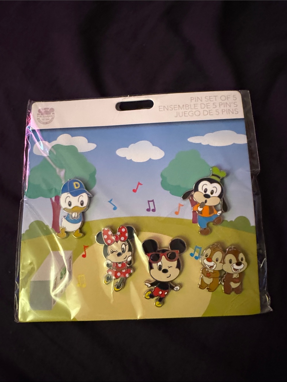 Disney World Mickey Minnie Mouse Goofy Chip & Dale Baby Enamel Pin Set